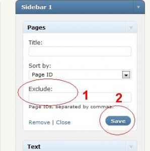 hide thanks page on sidebar