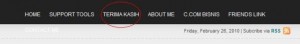 thanks page show up on header